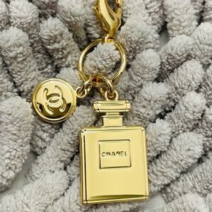 CHANEL Beaute Goldtone Bottle and CC Disc Charm